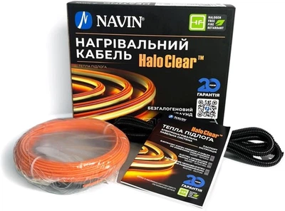Кабель нагрівальний Navin HaloClear 18/340 двожильний для систем опалення 2.3м кв, 18.9м 340Вт 230В (40-000020-0340)