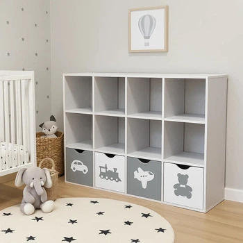 Стеллаж для игрушек и книг на 12 ячеек Gap ST12 White-Grey 2