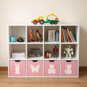 Стеллаж для игрушек и книг на 12 ячеек Gap ST12 White-Pink 2