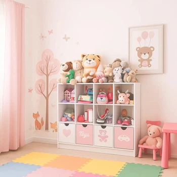 Стеллаж для игрушек и книг на 12 ячеек Gap ST12 White-Pink 1