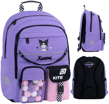 Рюкзак школьный Kite 584M Kuromi для девочки Фиолетовый 39.5x29x13см 13 л легкий Ортопедический 1-4 класс Ergo Kids (HK26-584M)
