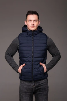 Жилет чоловічий стьобаний з капюшоном 3XL синій (5011574s5)