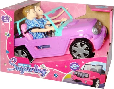 Набір для гри Swede Sugaring рожевий кабріолет і пара ляльок 29 см Q9176 (5902496212590)
