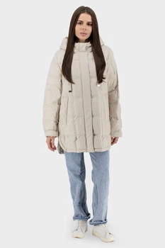 Жіноча осіння куртка casual з біопухом і капюшоном Snow Owl (молочний, 2XL), 117025, 116977