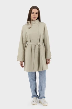 Жіночий однотонний плащ casual без утеплювача, з поясом Basic (бежевий, L), 116895, 116844