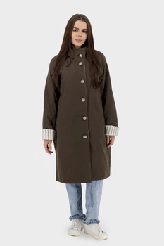 Жіночий casual плащ сезону осінь-весна з качиним пухом Basic (коричневий, M), 116901, 116841