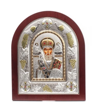 Срібна ікона "Святий Миколай Чудотворець" 21х15см Prince Silvero (ma/e3108bx)