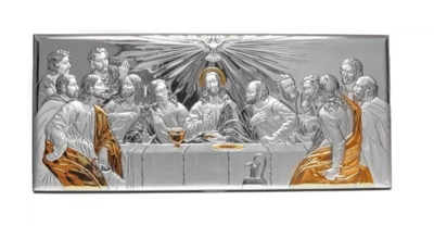 Срібна ікона "Тайна вечеря" 40х17см Silver Axion (ep66-382xg-wh)