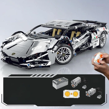 Конструктор на радиоуправлении 1:14 Lamborghini 36 см с мотором и пультом, 1314 деталей серая
