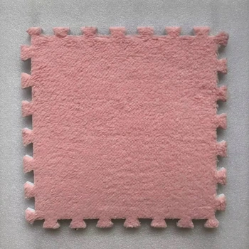 Коврик-пазл мягкий плюшевый термоврик 120x150см,20 пазлов теплый пол, термоковрик для дома, в детскую комнату один цвет розовый