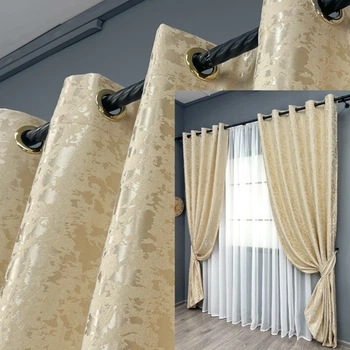 Комплект штор на люверсах VR-Textil Льон мармур Pavliani ХО № 1909ш Кремовий 150х250 см 2 шт (37-0320)