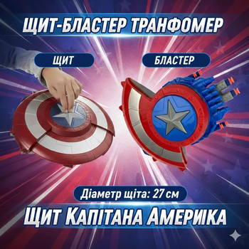 Игровой набор «Щит Капитана Америки» — щит-бластер, щит-трансформер Marvel (арт. 34-5)