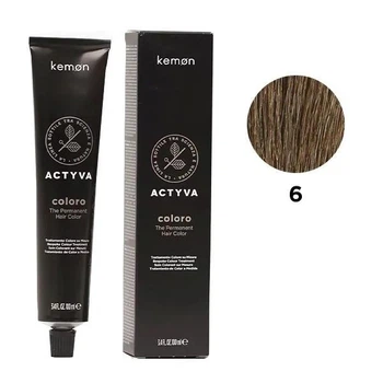 Перманентная краска для волос с гранатовым и кокосовым маслом Kemon Actyva Coloro Permanent 6 Темно-русый 100 мл