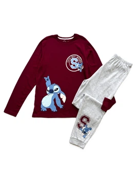 Піжама (домашній костюм) Primark лонгслів + штани Stich бордово-сіра, 14-15р., 164см