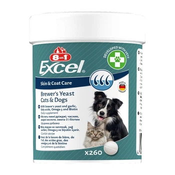 Витамины для собак и кошек 8in1 Excel Brewers Yeast для кожи и шерсти пивные дрожжи с чесноком 260 шт (661819)