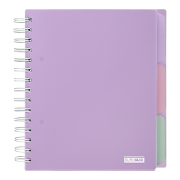 Блокнот BUROMAX B5 на спір. пласт. обкл. з розділ. 120арк. PASTEL 24355912-26 бузковий (48) /BM.24355912-26/