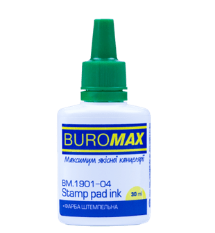Краска штемпельна BUROMAX 1901-04 30мл зелена (12) /BM.1901-04/
