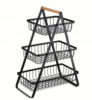 Корзина Triple Fruit Basket настольная, трехъярусная фруктовница с деревянной ручкой