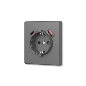 Розетка одинарная с заземлением USB-A+C 20W серый графит VIDEX NOTA (VF-NT-SK1GUC-GR)