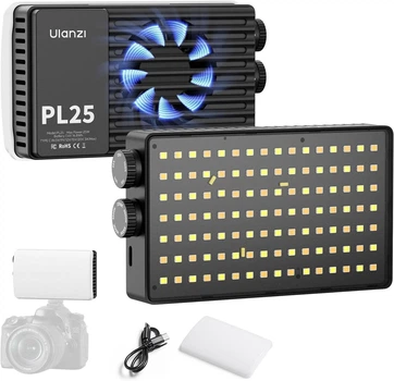 Профессиональный накамерный светодиодный свет с рассеивателем Ulanzi PL25 Bi-Color 25Вт CRI 96+ 2700-6500К для съемки