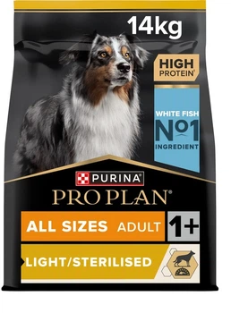 Сухой корм для взрослых собак Purina Pro Plan с избыточной массой тела и/или стерилизованной белой рыбой 14 кг. (8445290525338)