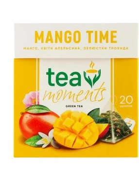 Чай зелений Tea Moments Mango Time зі смаком Манго 1.7 г х 20 шт. (4823118600292)