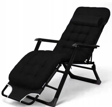 Шезлонг IdealGarden CT-SF02-BK-G с мягким текстильным покрытием и подголовником, черный