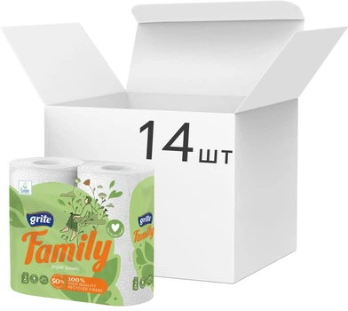 Упаковка паперових рушників Grite Family 2 шари 83 аркуші 14 шт. по 2 рулони (4770023348606)