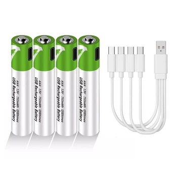 Аккумуляторы AAA с зарядкой Type-C 1.5V Li-Ion 750mWh Smart (4 шт + кабель) (162200-4)