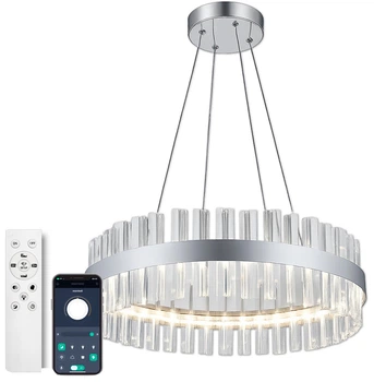 Люстра світлодіодна підвісна LUMINARIA SOFIA 120W R CHROME/CLEAR 600/1000 APP 220V IP20, LED світильник з пультом ДУ для кухні, спальні, вітальні