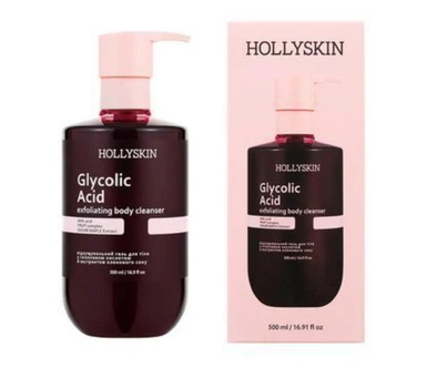Отшелушивающий гель для тела с гликолевой кислотой Hollyskin от прыщей, вросших волосков и шершавой кожи