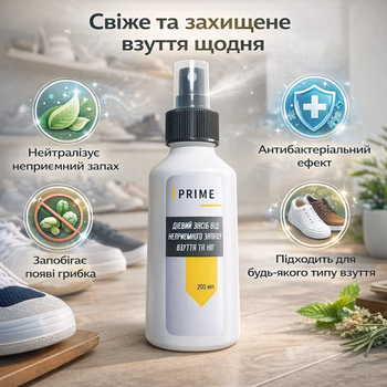 Дезодорант для обуви PRIME спрей 200 мл антибактериальный против запаха и грибка
