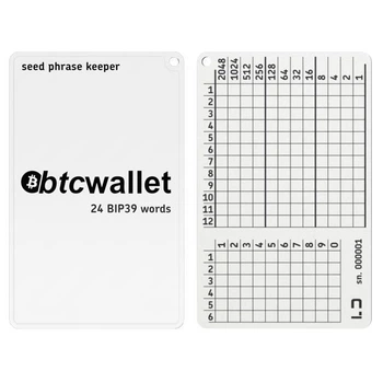 Мнемонічний планшет Lapua Seed phrase keeper, з логотипом Btcwallet 12 BIP39 слів + 6pin цифр 2шт (LSPKLBTCW)