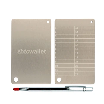 Металеві пластини Btcwallet White Plate для зберігання сід-фрази 2 штуки + кріпильний болт + гравірувальна ручка