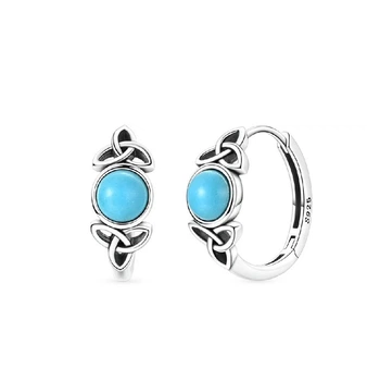 Сережки кільця срібло проба 925 з бірюзою Original хупи 1239