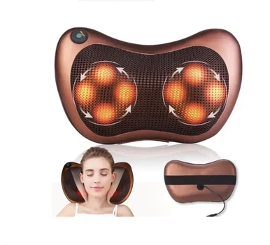 Масажна подушка MASSAGE PILLOW 8028 (по 4 роликів) з підігрівом для шиї і спини, універсальна