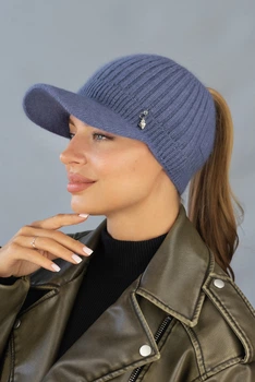 Женская вязаная бейсболка повязка с козырьком Braxton "Абби" 7230 маренго 55-59р