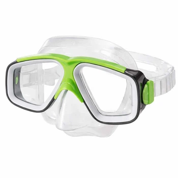 Маска для плавания Intex Surf Rider 55975-1 — детская серо-зеленая, Anti-Fog, UV-защита, 8–14 лет