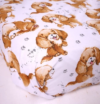 Простынь на резинке детская Бязь Happy Puppy 80*160 высота 10 см