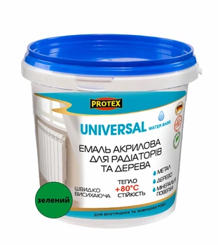 Емаль акрилова водно-дисперсійна Universal PROTEX зелена 0.9кг 770мл