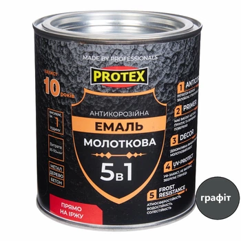 Емаль молоткова 5в1 антикорозійна Hammer Line PROTEX графітова 0.75кг 750мл