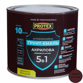 Грунт-емаль 5в1 акрилова ОР антикорозійна PROTEX RAL 8017 темний шоколад 2.4кг 2л
