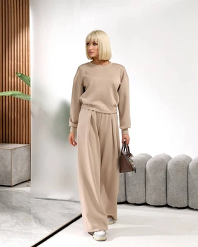 Жіночий прогулянковий костюм (кофта+штани) Uaclothes 46-48 Бежевий (like36913-173401350)
