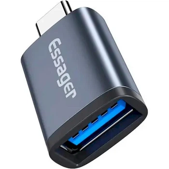 Перехідник ESSAGER Soray OTG USB 3.0 Female to USB-C Male Grey (EZJAC-SRA0G)