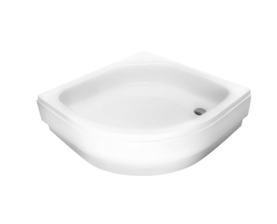 Піддон середній кутовий Besco Diper II 80×80×25 см, білий, з ніжками та передньою панеллю