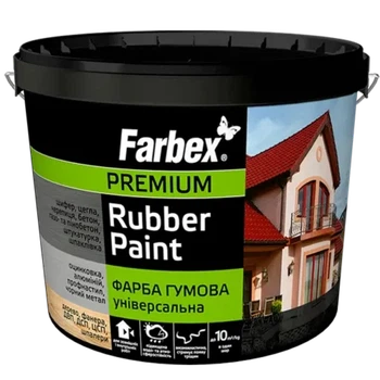 Краска резиновая универсальная Farbex Rubber Paint, графит 6кг