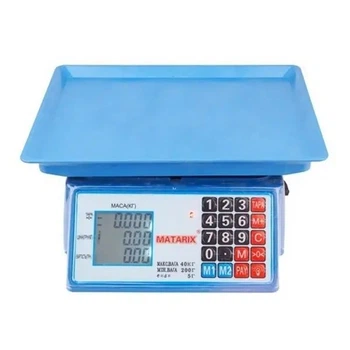 Весы торговые взвешиванием до 50 кг 220Вт MATARIX MX-412 M 240 Х 345 мм, с суммированием стоимости и аккумулятором