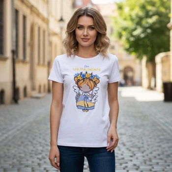 Футболка патріотична жіноча I am Ukrainian XXL Біла