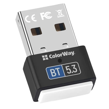 Bluetooth-адаптер ColorWay USB Bluetooth 5.3 до 20 м Black (CW-AD-BT53)
