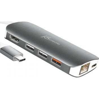 Порт-репликатор J5create Dock-Station USB-C 9-in-1 (хаб/HDMI/PD/картридер) (JCD383-N)